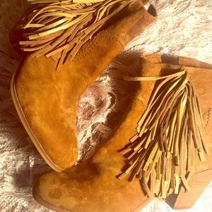 Tan Fringe Leather Sam Edelman Booties
